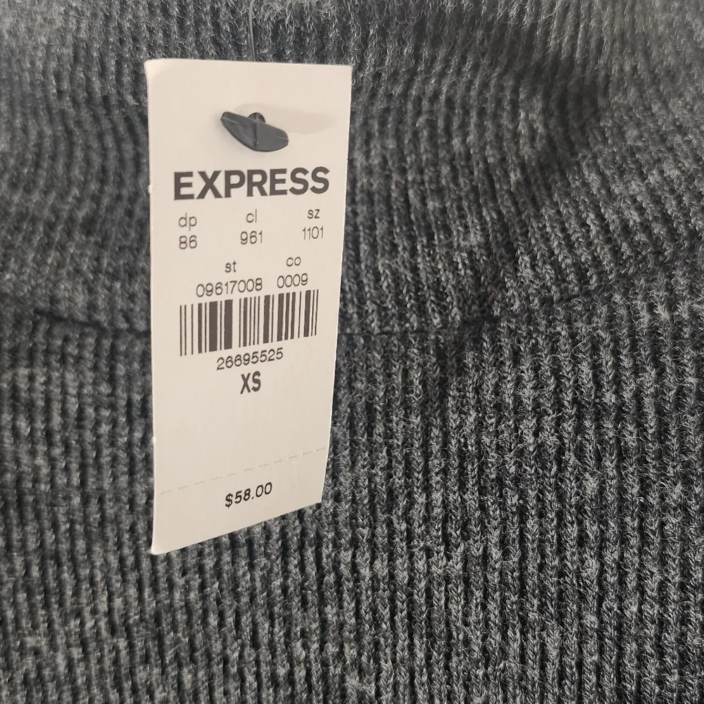 NWT Express Mock-Neck Gigot Sleeve Top - Heather Grey - XS - Sophisticated